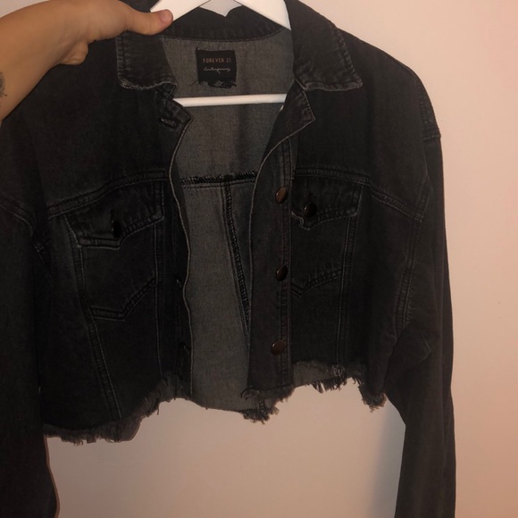 Forever 21 Jackets & Blazers - Forever 21 Crop Black Denim Jean Jacket